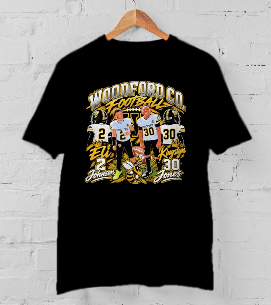 Woodford Co Football Eli Johnson 2 Kingslyn Jones 30 T-Shirt