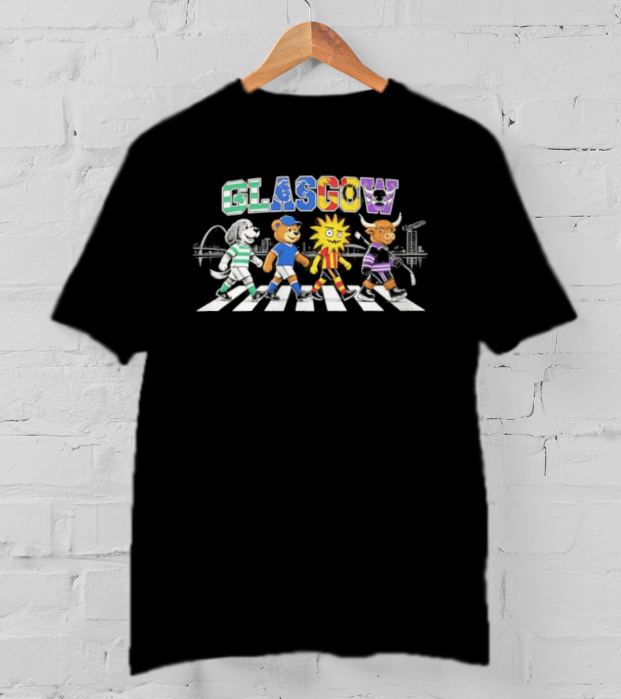 Glasgow Animals Crossing Iconic Abbey Road Rugby Football Soccer T-Shirt