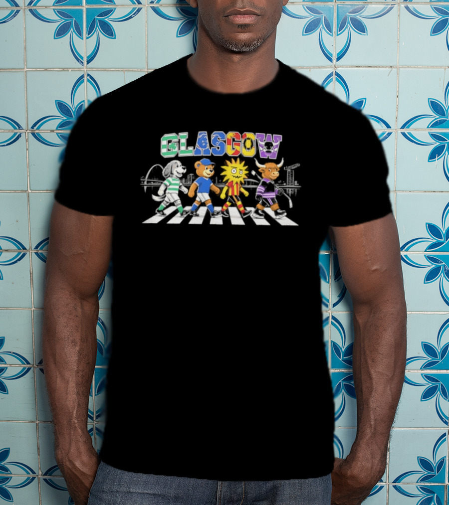 Glasgow Animals Crossing Iconic Abbey Road Rugby Football Soccer T-Shirt