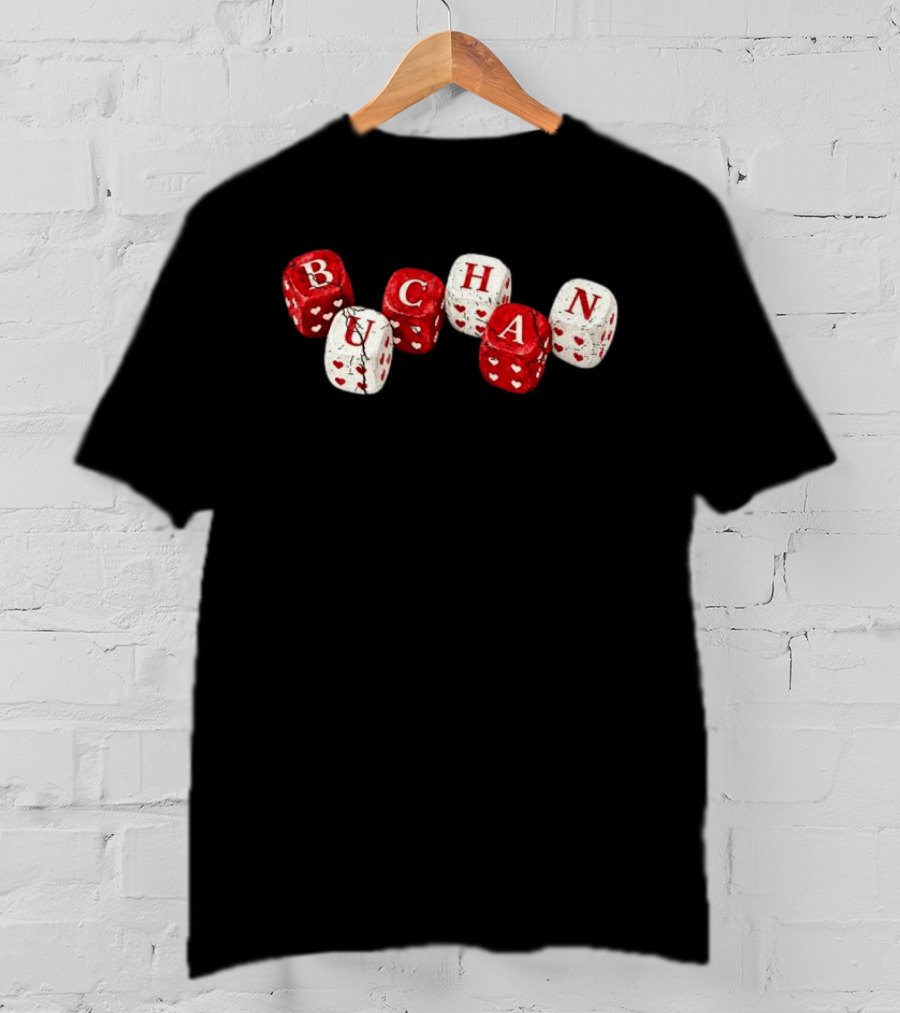 Buchan Store Black Dice With Red Hearts Buchan Dices T-Shirt