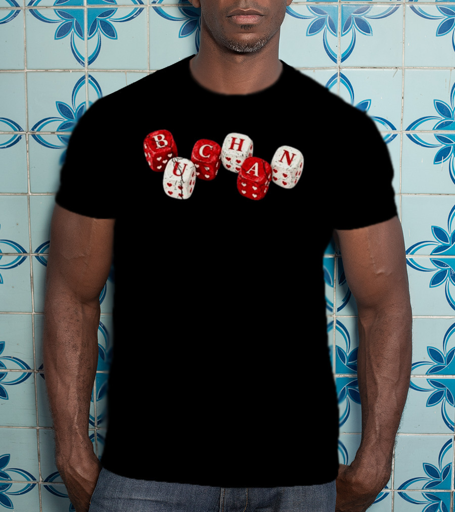 Buchan Store Black Dice With Red Hearts Buchan Dices T-Shirt