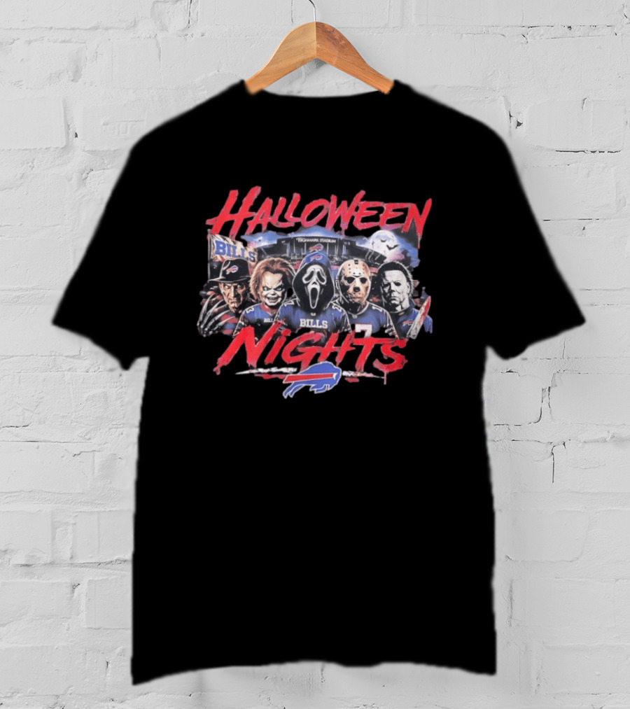 Buffalo Bills Halloween Nights Classic Horror Characters 2026 T-Shirt