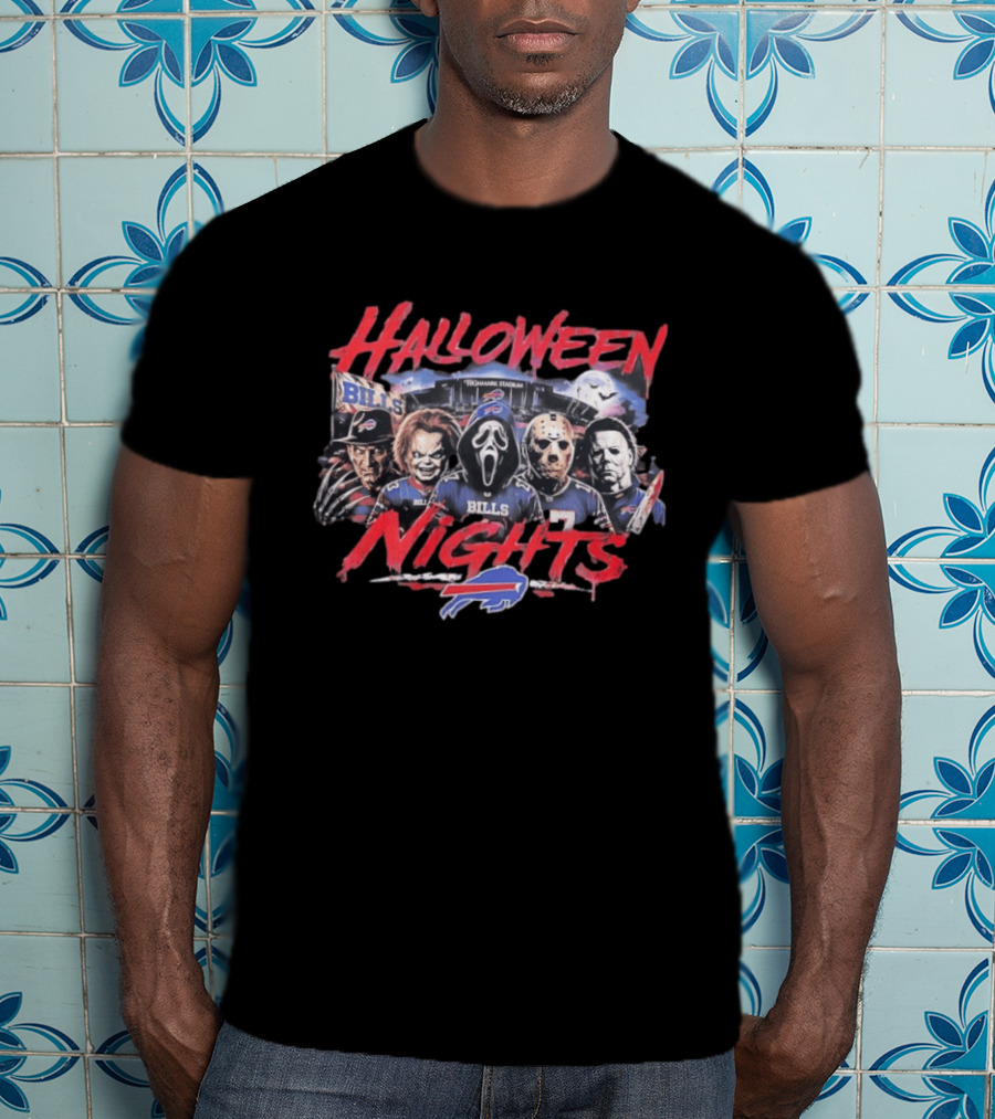 Buffalo Bills Halloween Nights Classic Horror Characters 2026 T-Shirt