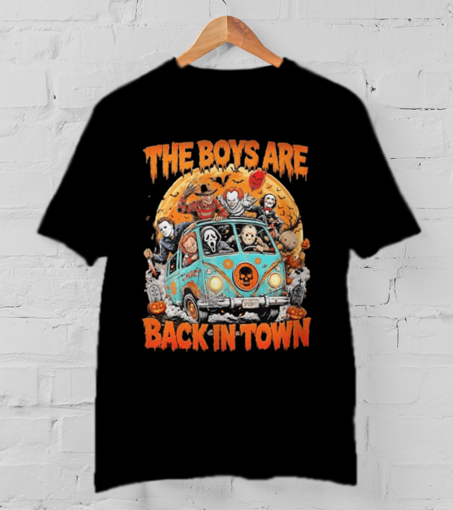 The Boys Are Back In Town Halloween Horror Movie Characters Van Nightmare T-Shirt
