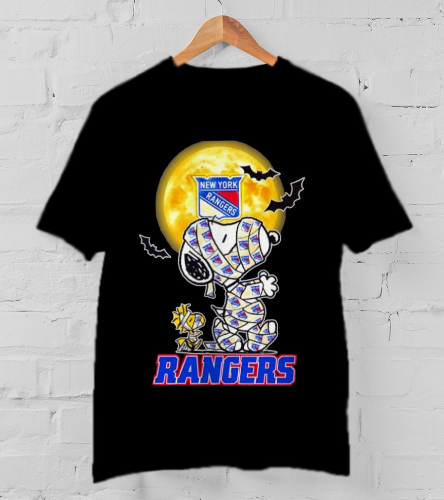 New York Rangers Snoopy Woodstock Cosplay Mummy Halloween Moon Bats T-Shirt