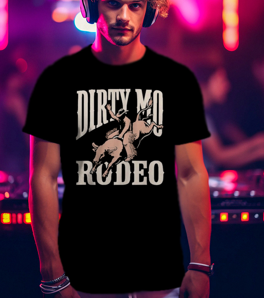 Dirty Mo Rodeo Cowboy Riding Bronco T-Shirt