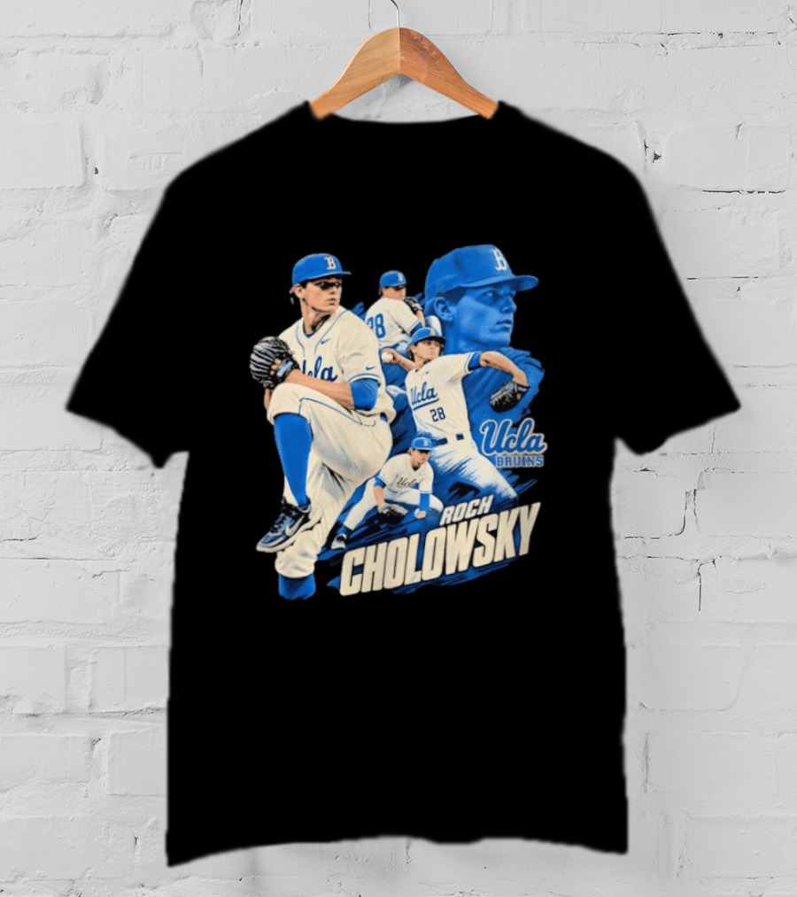 UCLA Bruins Roch Cholowsky 2026 Player Collage Baseball Pitcher Collection T-Shirt