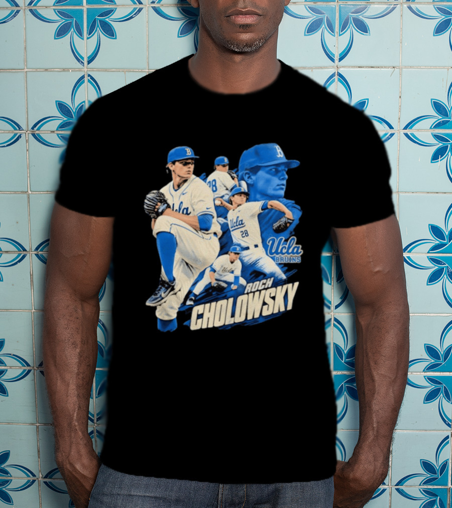 UCLA Bruins Roch Cholowsky 2026 Player Collage Baseball Pitcher Collection T-Shirt