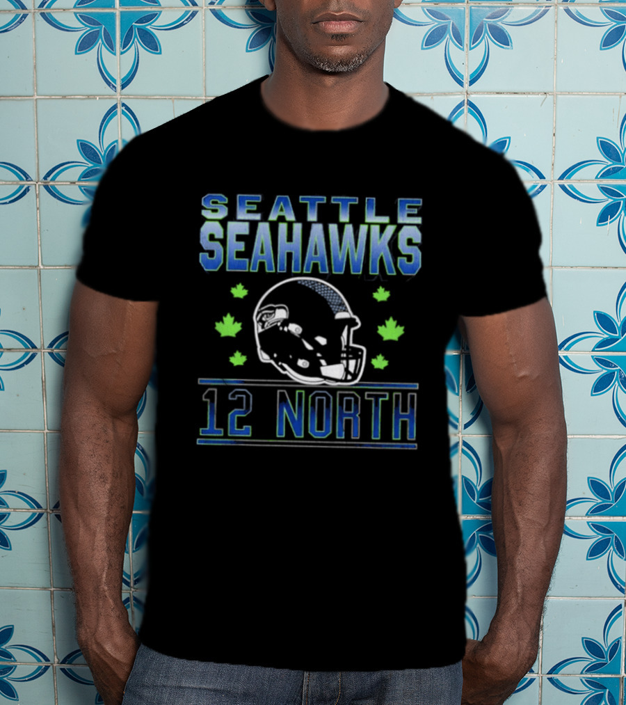 Seattle Seahawks 12 North Helmet Fall Leaves T-Shirt