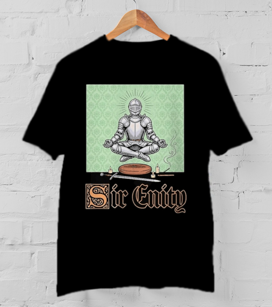 Sir Enity Knight In Meditation With Vintage Design And Candle Accents T-Shirt