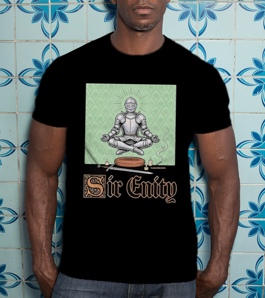 Sir Enity Knight In Meditation With Vintage Design And Candle Accents T-Shirt