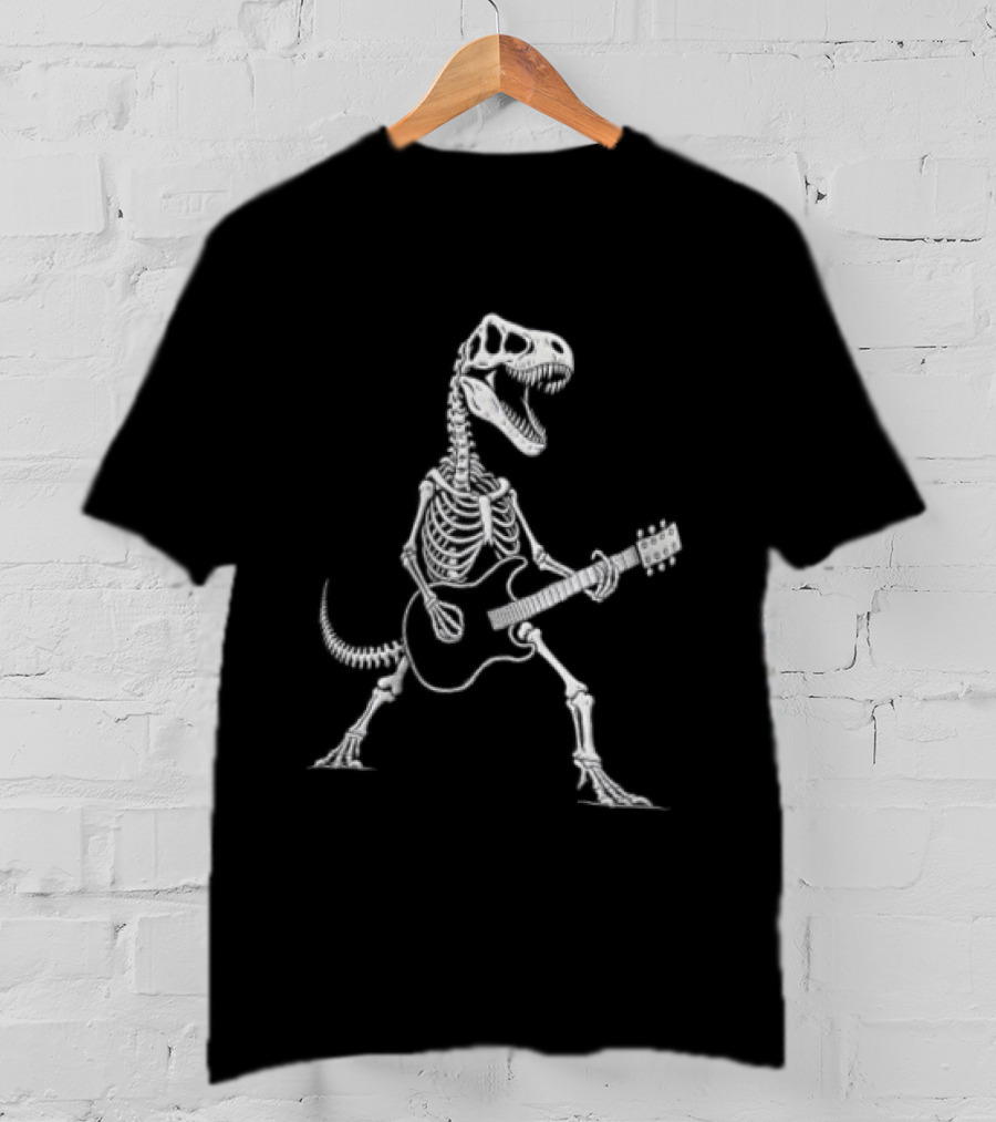 Tyrannosaurus Rex Skeleton Jamming With Electric Guitar T-Shirt