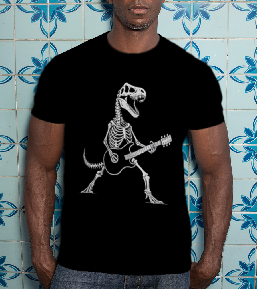 Tyrannosaurus Rex Skeleton Jamming With Electric Guitar T-Shirt
