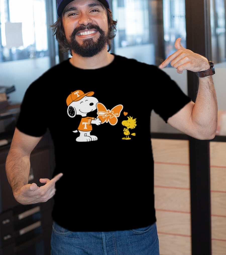 Snoopy Tennessee Volunteers Dolly Parton Woodstock Butterfly T-Shirt
