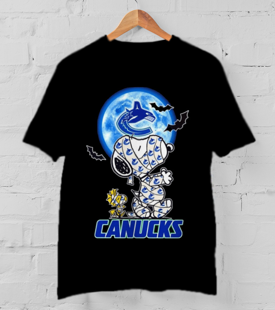 Vancouver Canucks Snoopy And Woodstock Mummy Halloween T-Shirt