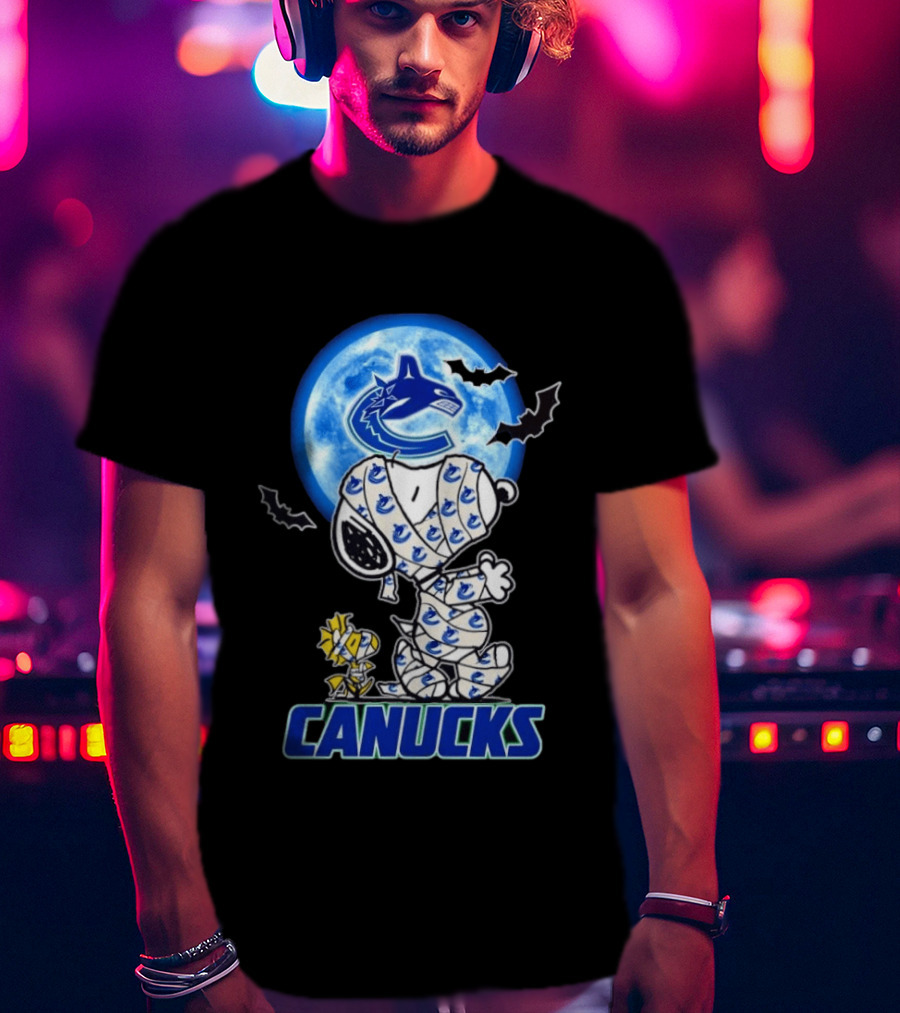 Vancouver Canucks Snoopy And Woodstock Mummy Halloween T-Shirt