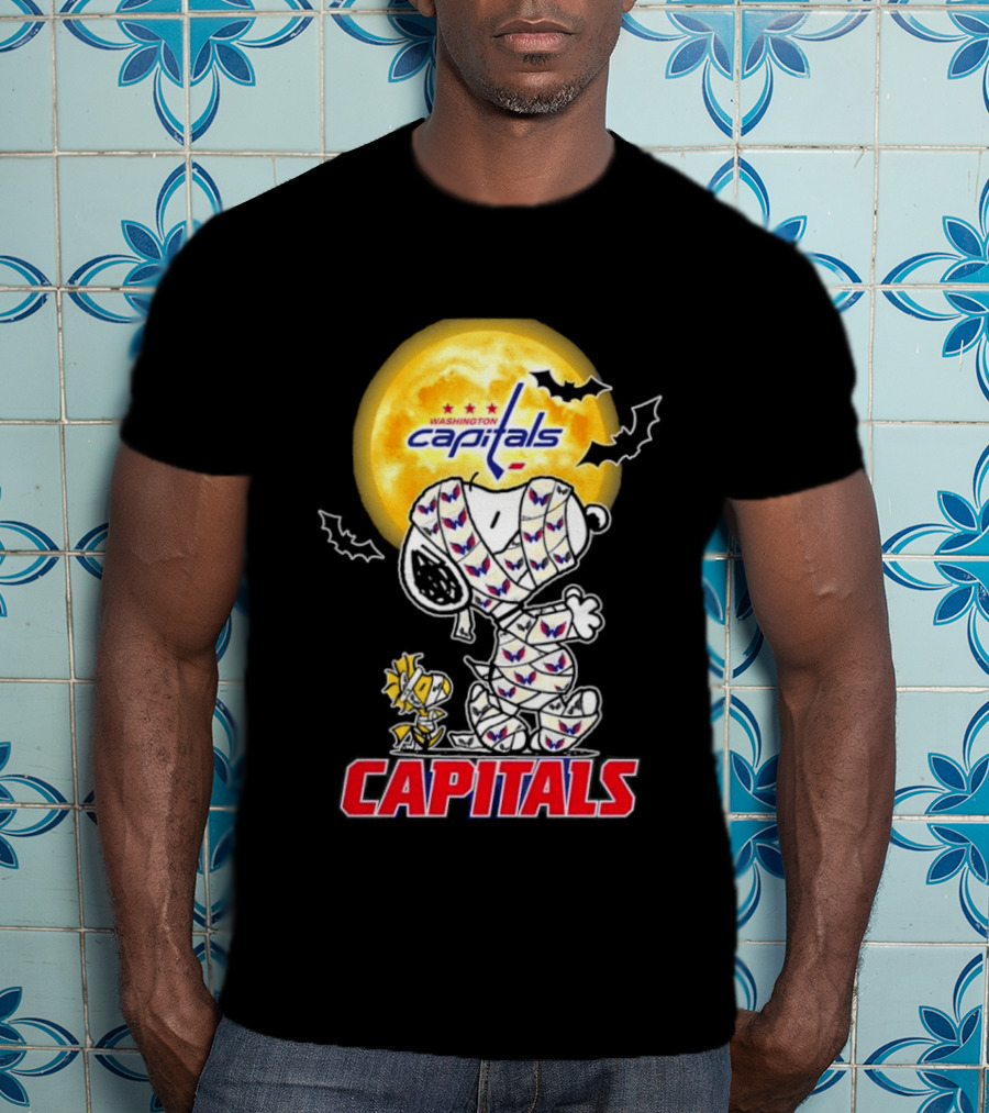 Washington Capitals Snoopy Woodstock Halloween Mummy Cosplay T-Shirt