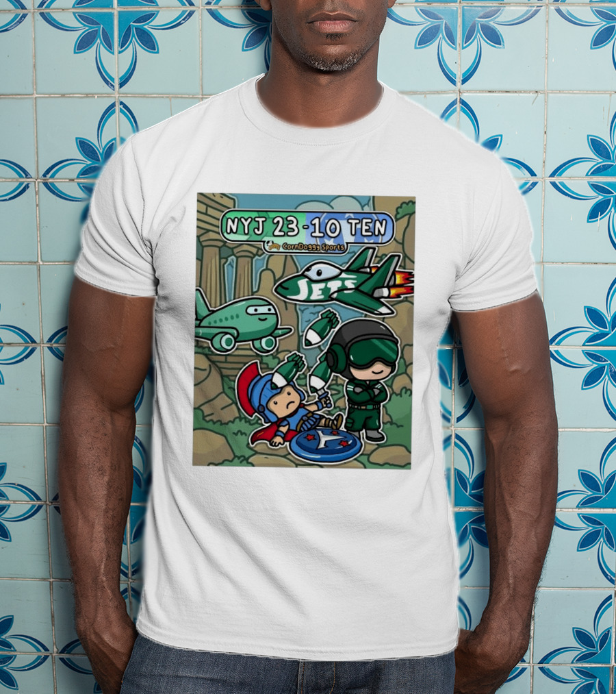 NYJ 23 10 TEN CornDoggy Sports New York Jets Tennessee Titans Fan T-Shirt