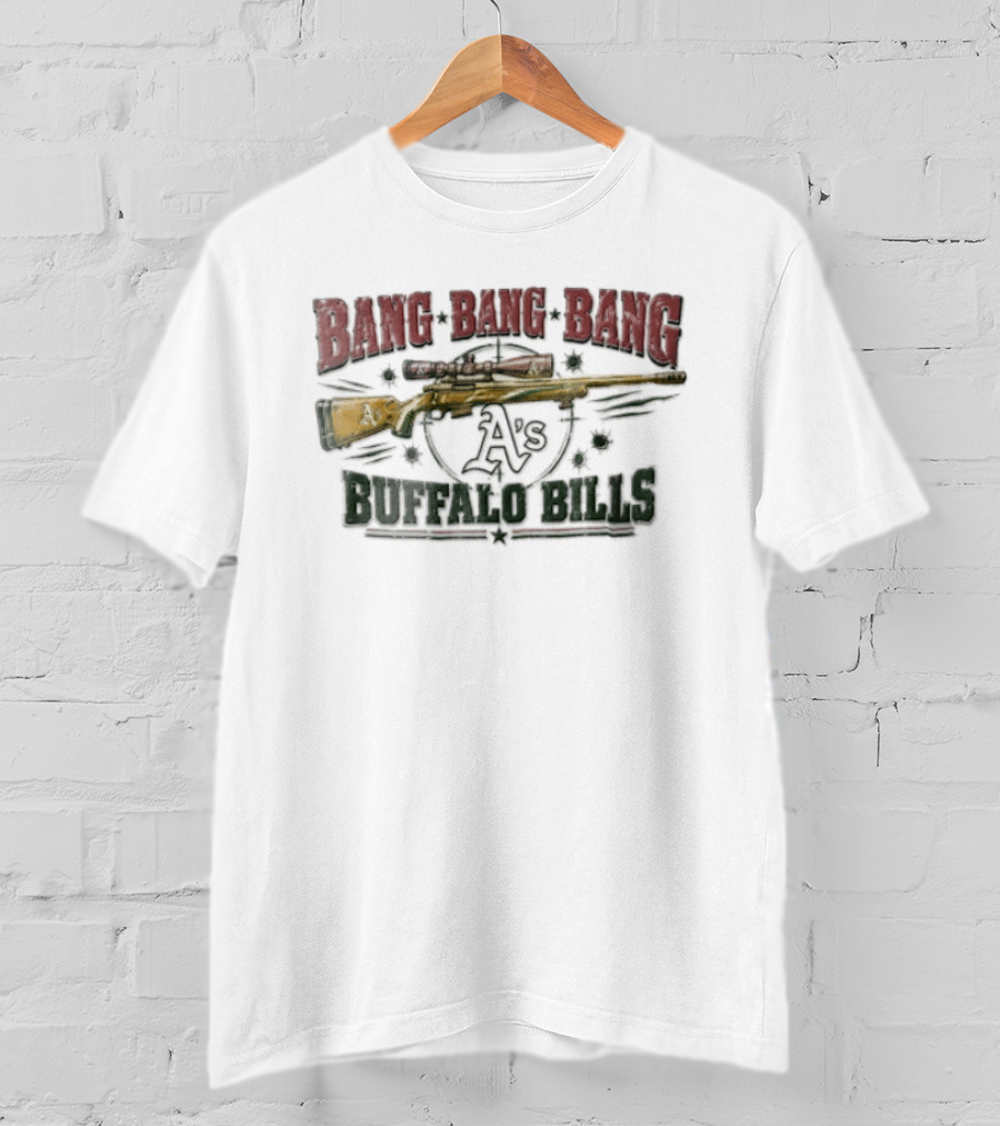 Buffalo Bills Bang Distressed Sniper Rifle Target Bullet Holes As T-Shirt