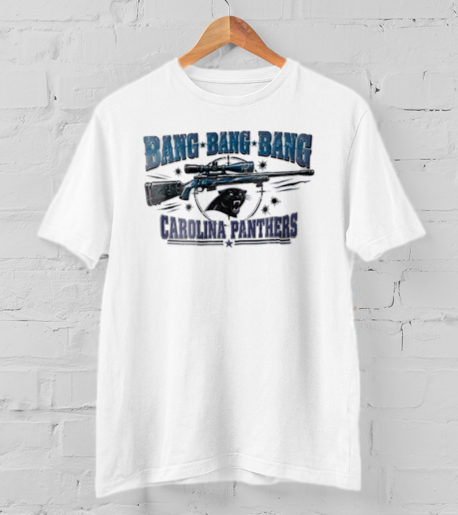Bang Bang Bang Carolina Panthers Sniper Rifle Target Bullet Holes T-Shirt