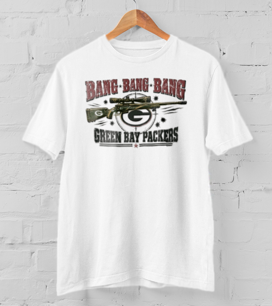 Bang Bang Bang Green Bay Packers Sniper Rifle Bullet Holes Target T-Shirt