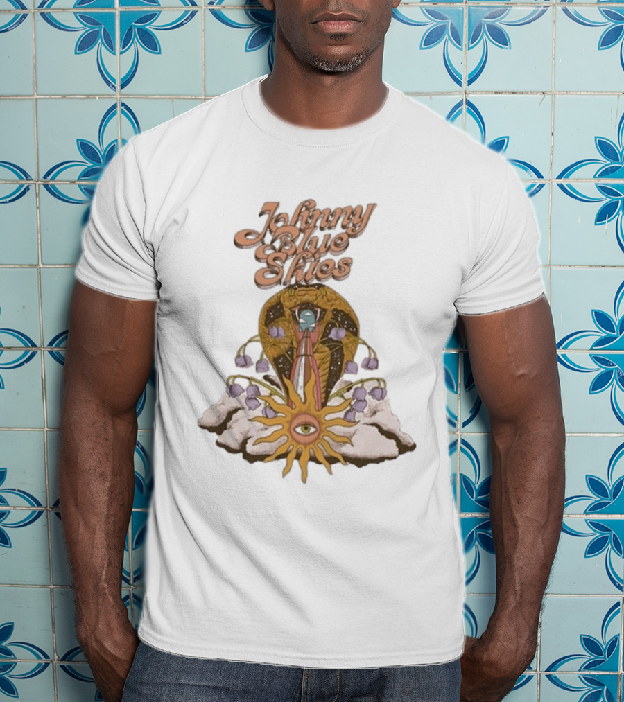 Johnny Blue Skies Snake Vintage Psychedelic Sunflower And Clouds T-Shirt