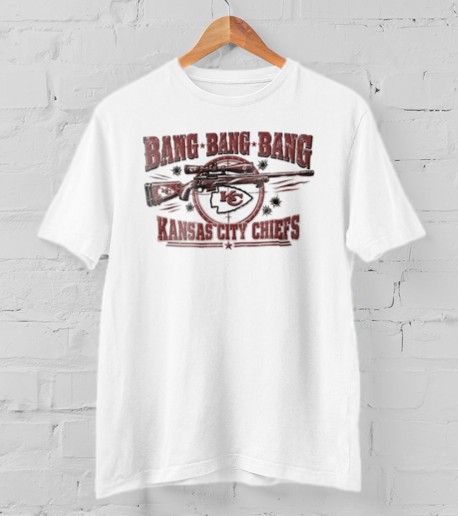 Kansas City Chiefs Bang Bang Bang Sniper Rifle Bullet Holes T-Shirt