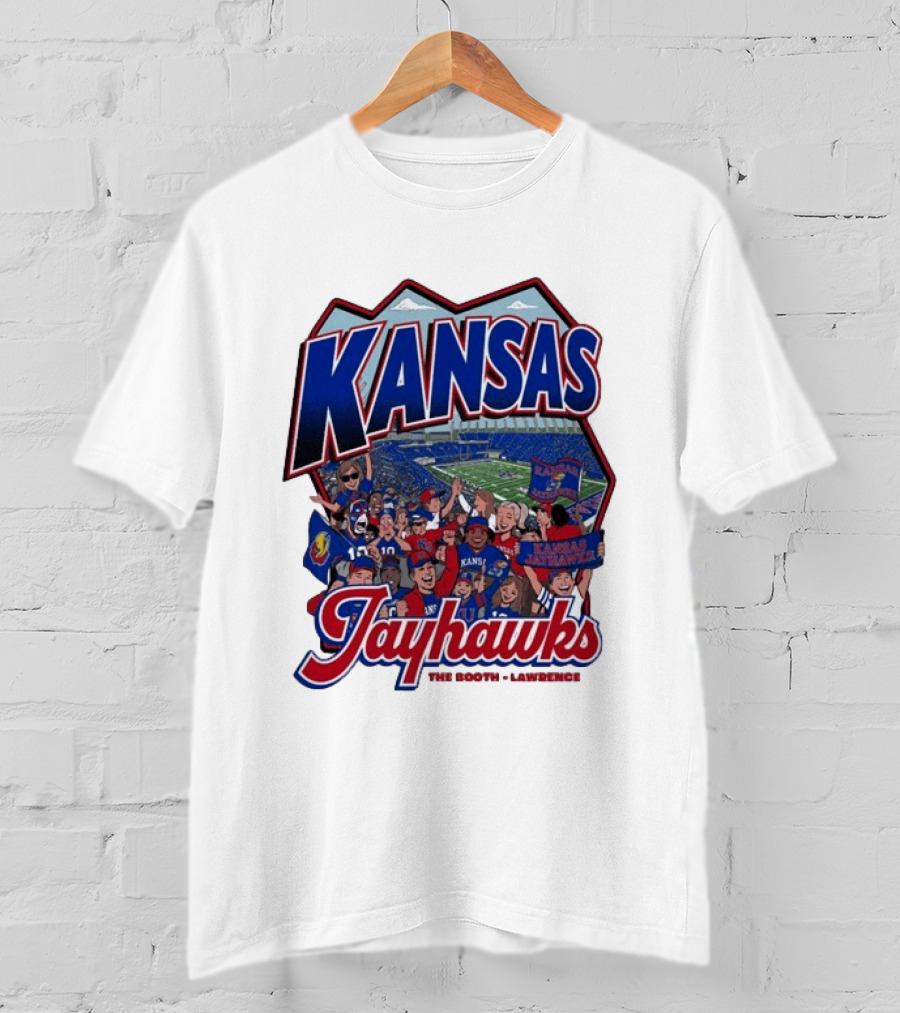Kansas Jayhawks The Booth Lawrence Kansas Memorial Stadium Game Day Crowd T-Shirt
