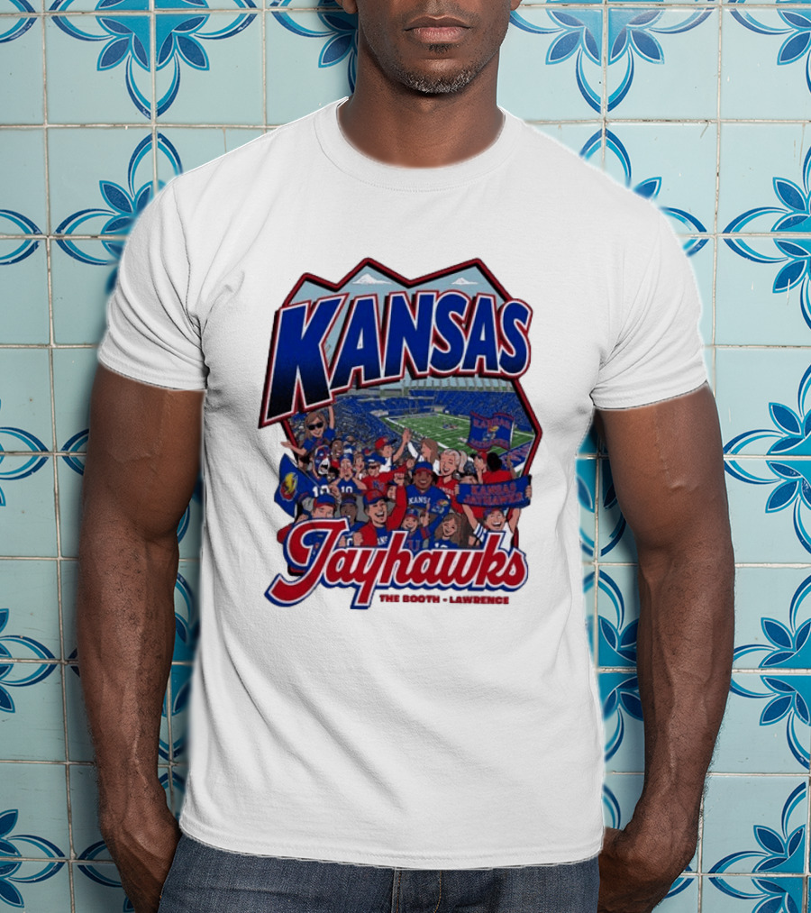 Kansas Jayhawks The Booth Lawrence Kansas Memorial Stadium Game Day Crowd T-Shirt