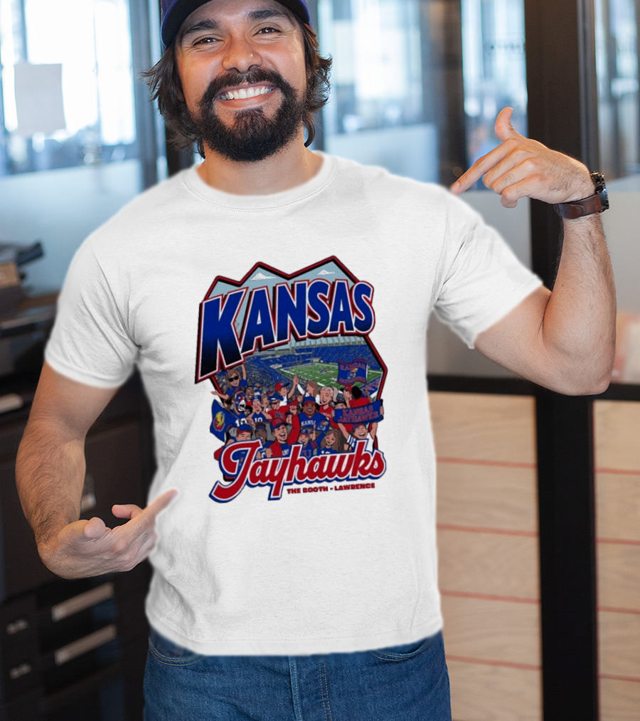Kansas Jayhawks The Booth Lawrence Kansas Memorial Stadium Game Day Crowd T-Shirt