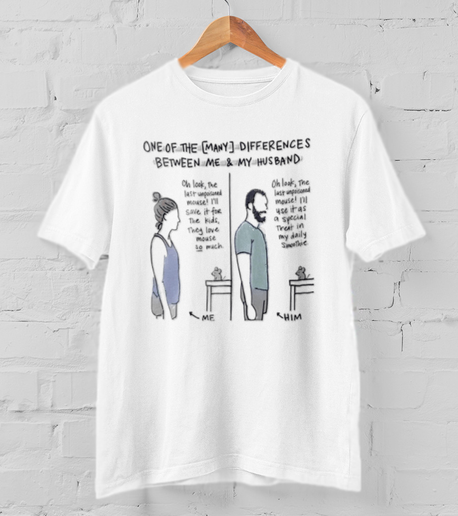 Momlife Comics Differences Between Me And My Husband Cartoon Line Couple T-Shirt