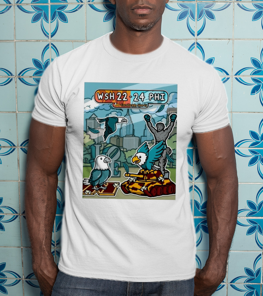 CornDoggy Sports WSH 22 24 PHI Washington Vs Philadelphia Eagles And Tank Scene T-Shirt