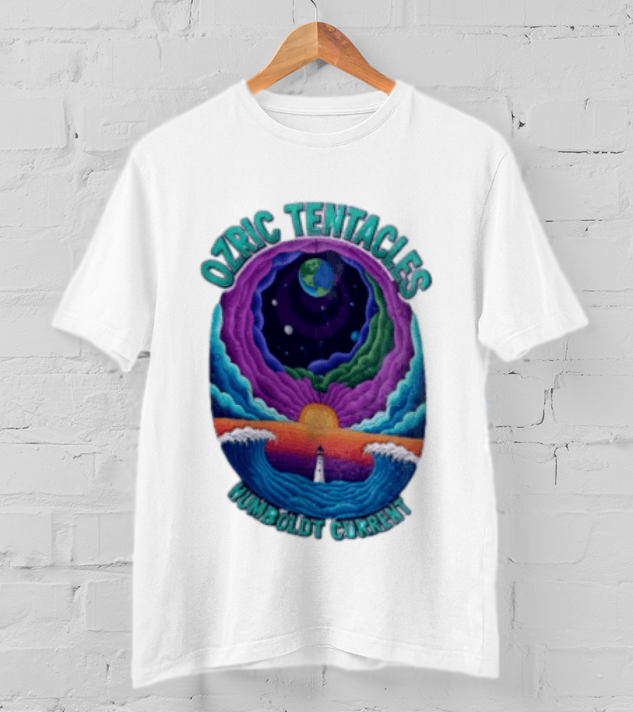 Ozric Tentacles Humboldt Current Ocean Lighthouse Sunset Planet Waves T-Shirt