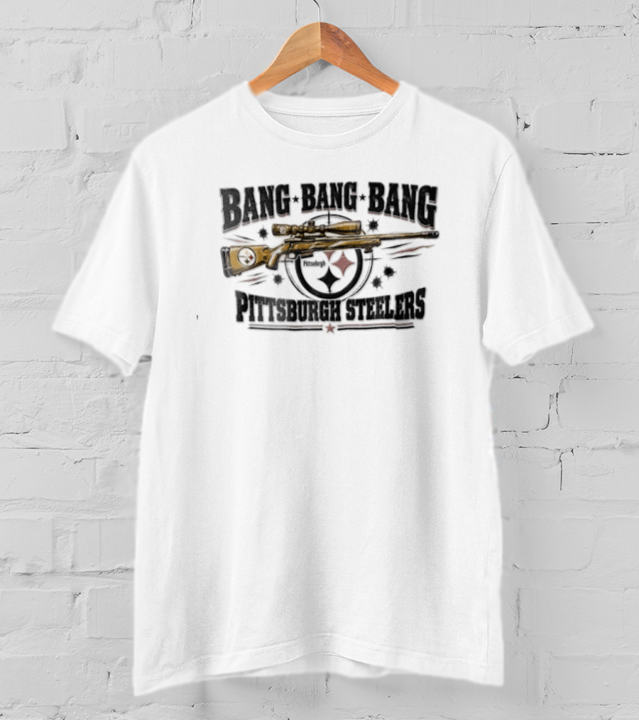 Bang Bang Bang Pittsburgh Steelers Sniper Rifle Target T-Shirt