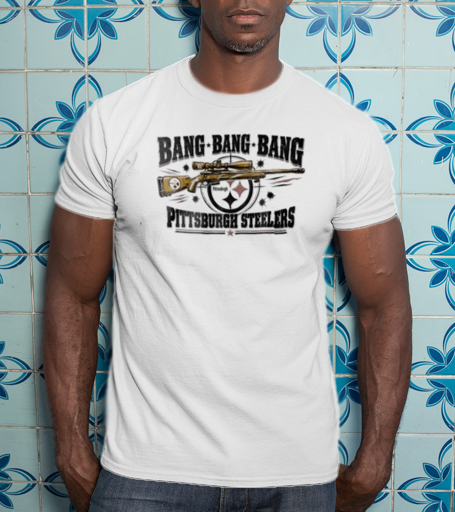 Bang Bang Bang Pittsburgh Steelers Sniper Rifle Target T-Shirt