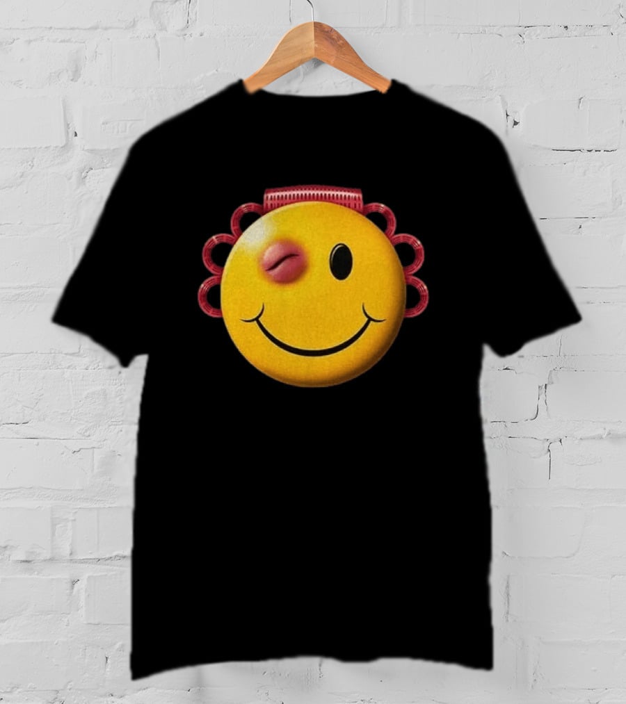 A$AP Rocky Don't Be Dumb Tour Smiley Face With Winking Eye And Red Rope Details T-Shirt