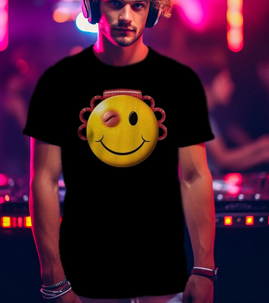 A$AP Rocky Don't Be Dumb Tour Smiley Face With Winking Eye And Red Rope Details T-Shirt