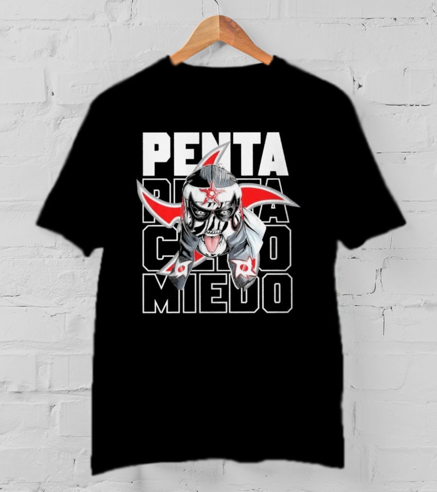 Penta Lucha Libre Cero Miedo Bold Text Red White T-Shirt