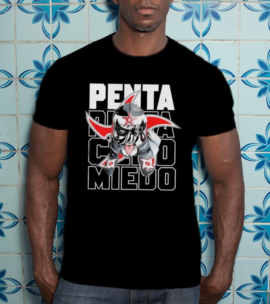 Penta Lucha Libre Cero Miedo Bold Text Red White T-Shirt
