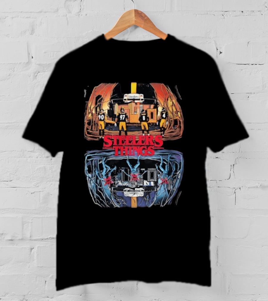 Pittsburgh Steelers Halloween Upside Down Stranger Things T-Shirt