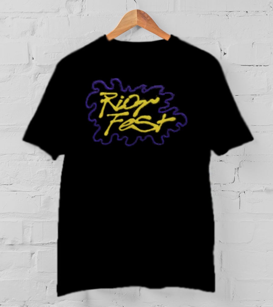 Riot Fest Yellow Blue Graffiti Style Logo Riot Brand Store Hat T-Shirt