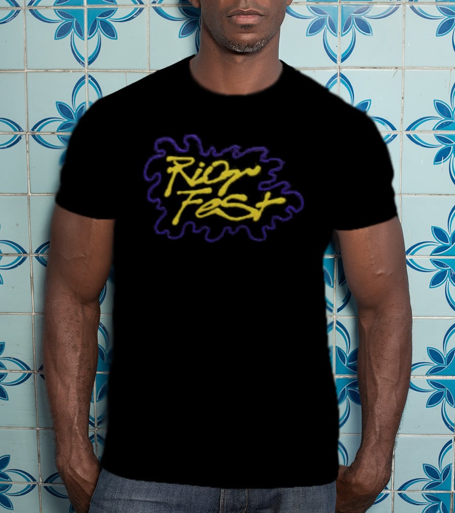 Riot Fest Yellow Blue Graffiti Style Logo Riot Brand Store Hat T-Shirt