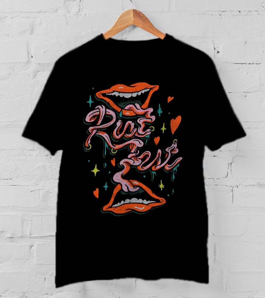 Riot Fest 2026 Chicago Douglass Park September Tongue Tied Lineup Vibrant Lips And Hearts T-Shirt