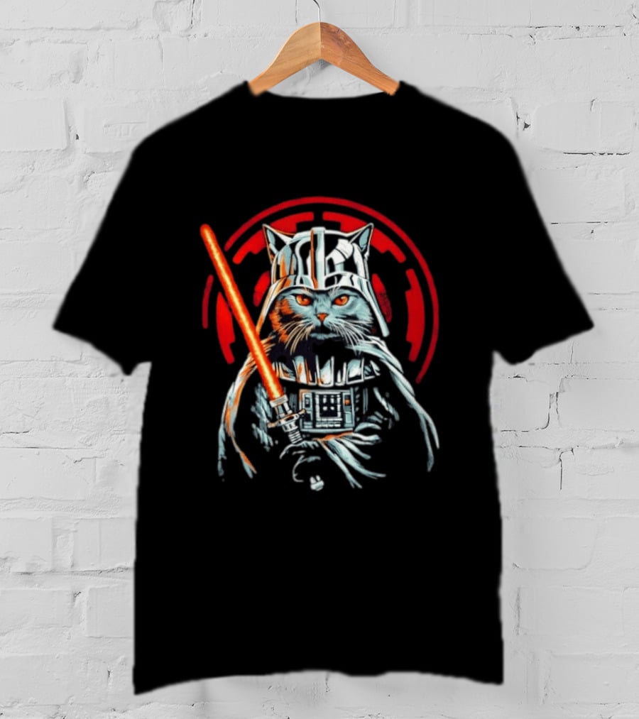 Darth Vader Cat Star Wars Sith Lord Lightsaber Iconic Mashup T-Shirt