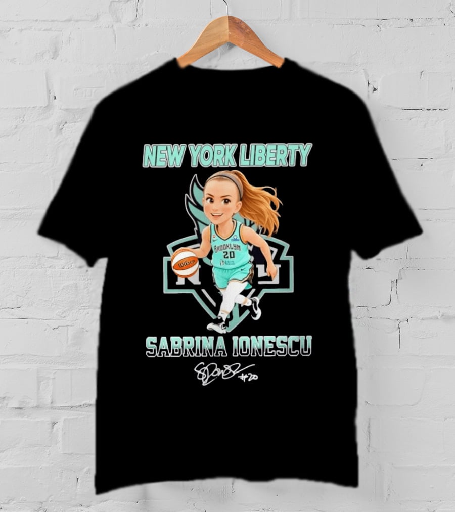 New York Liberty Sabrina Ionescu Brooklyn No 20 Chibi Basketball T-Shirt