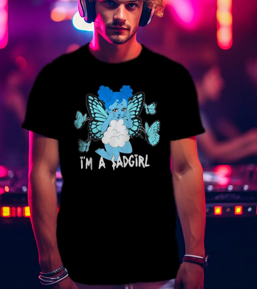 I'm A $ad Girl Blue Butterfly Sad Girlz Store Black T-Shirt