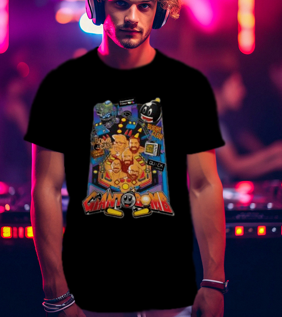 Giant Bomb Pinball Blight Club Quick Looks Bomb Cabinet Retro Arcade T-Shirt