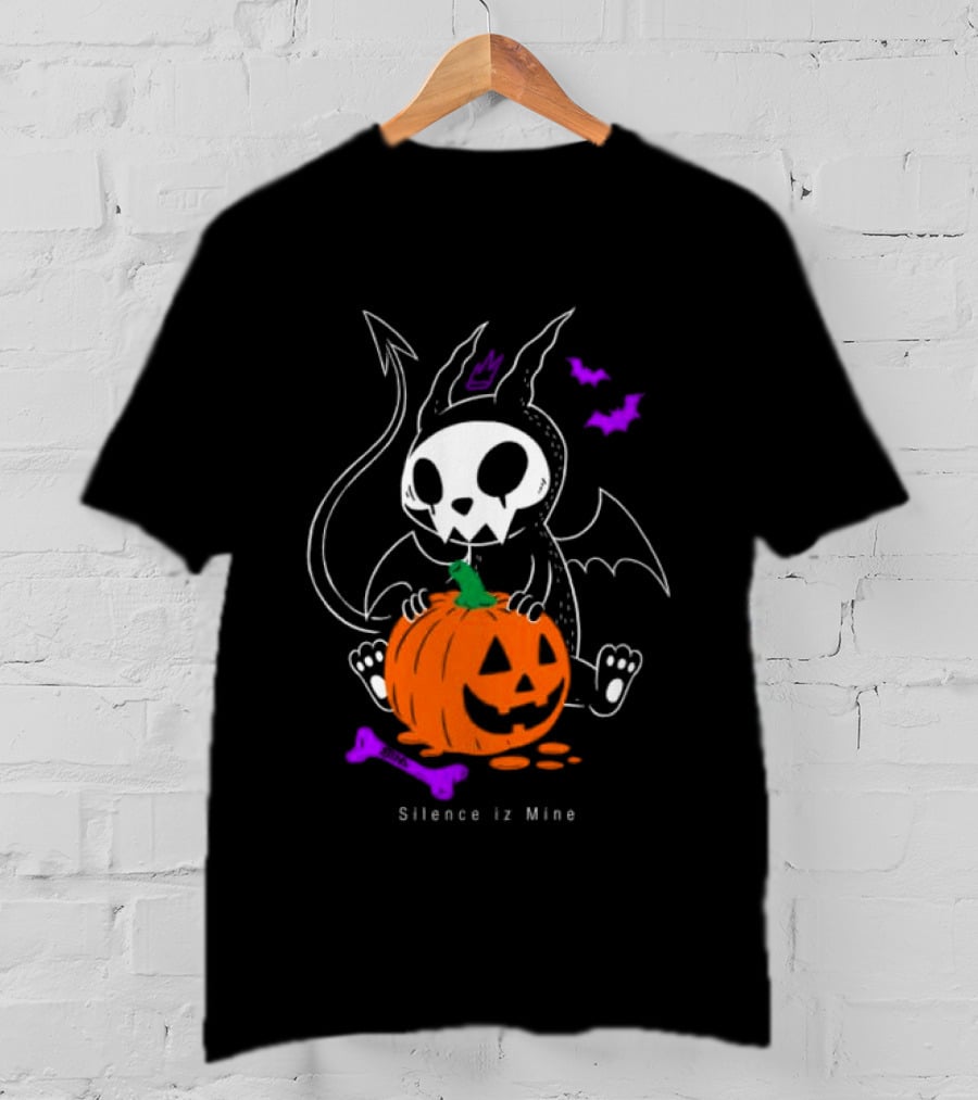 Silence Iz Mine Sim Store Rolling Cradle Black Purple Halloween Characters Pumpkin Bats T-Shirt