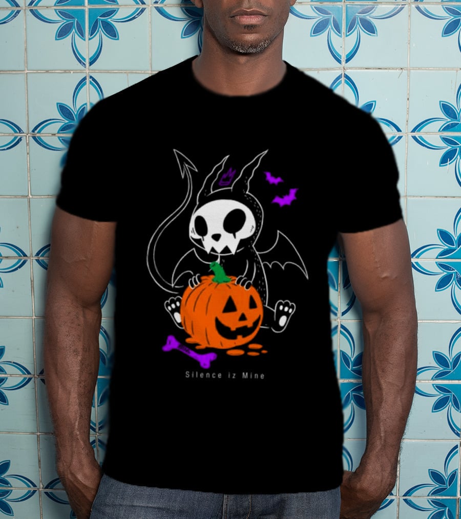 Silence Iz Mine Sim Store Rolling Cradle Black Purple Halloween Characters Pumpkin Bats T-Shirt