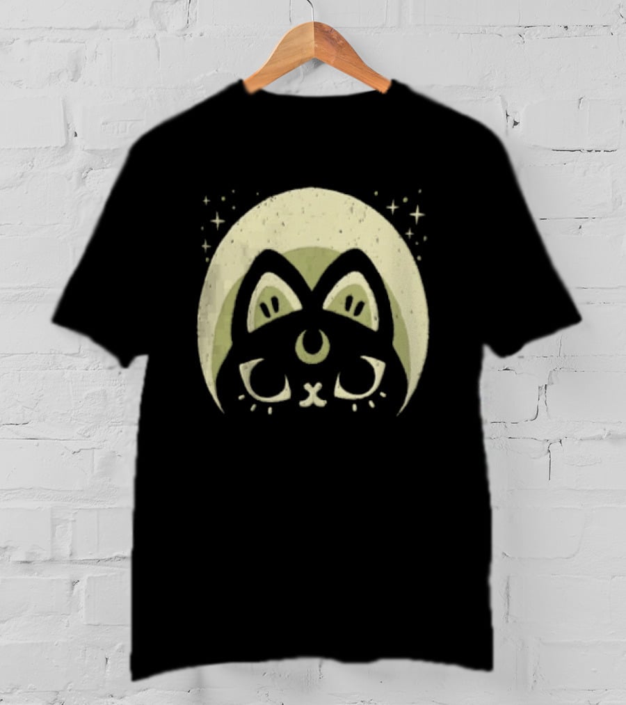 Half Moon Witchy Cat Lunar Magic Mystic Feline T-Shirt